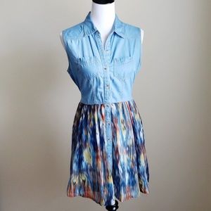Fun & Flirt Chambray & Ikat Dress/Tunic Top